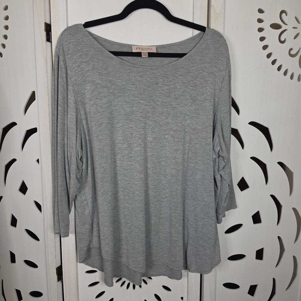 Philosophy Woman Anthropology 3/4 Sleeve Gray Top Casual Preppy Size 2X
